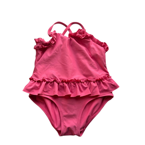 4/20$ H&M Pink Ruffled Baby Toddler One Piece Swimsuit size 1-2 years